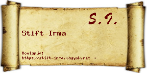 Stift Irma névjegykártya